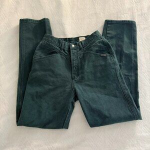 VTG Rocky Mountain Women Jeans 11/12 21 Green Solid Cotton RS076Cwo Insm L